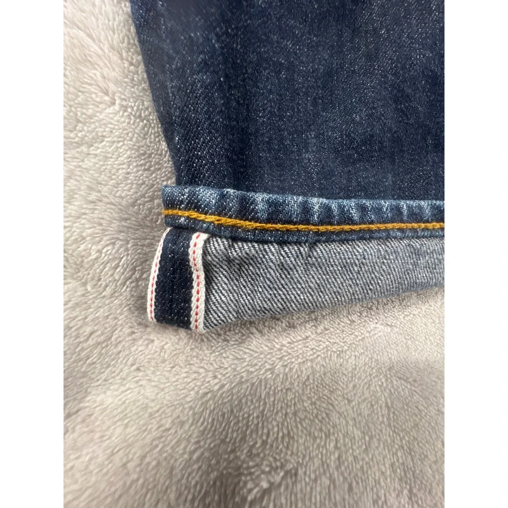 J.Crew The Sutton Selvedge Denim Jeans Mens 36x32 Dark Wash Straight Leg Blue